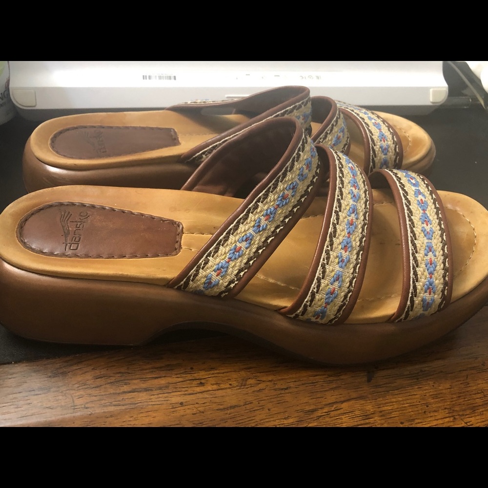 Dansko open back slide on 3 leather strap sandals